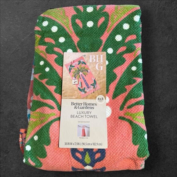 Better Homes And Gardens Luxury Beach Towel Oversized Paradise Coral Palm Tree - Picture 1 of 2